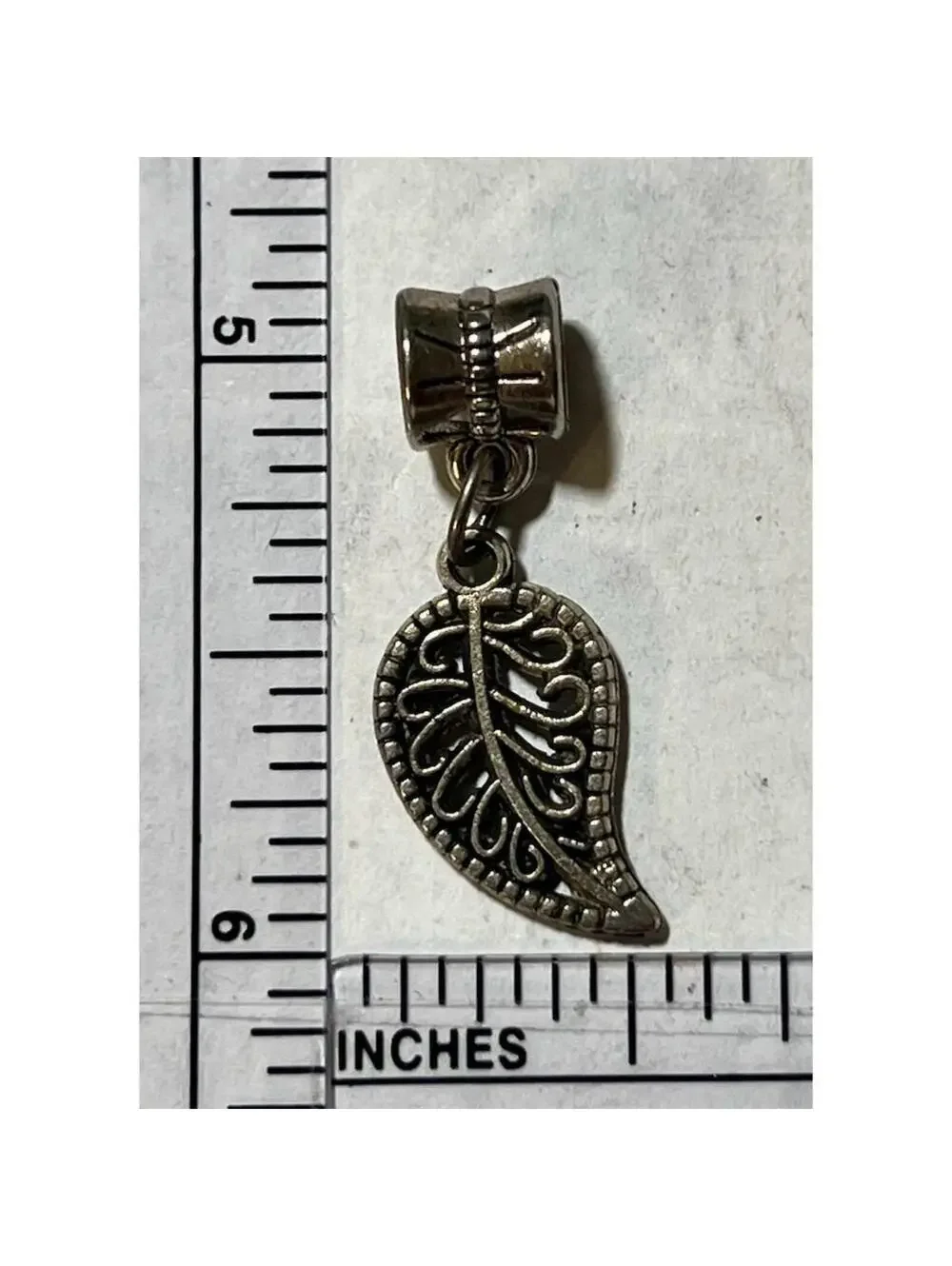 Silver Leaf Charm for European Bracelet or Necklace Jewelry